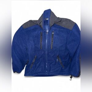 L.L. Bean Men's Navy and Charcoal Fleece Jacket No Size Tag Fits like Mens XS